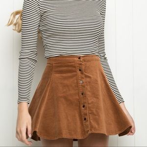 Brandy Melville tan corduroy circle skirt
